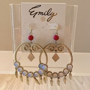 Emily moonstone goldtone shepherd hook earrings